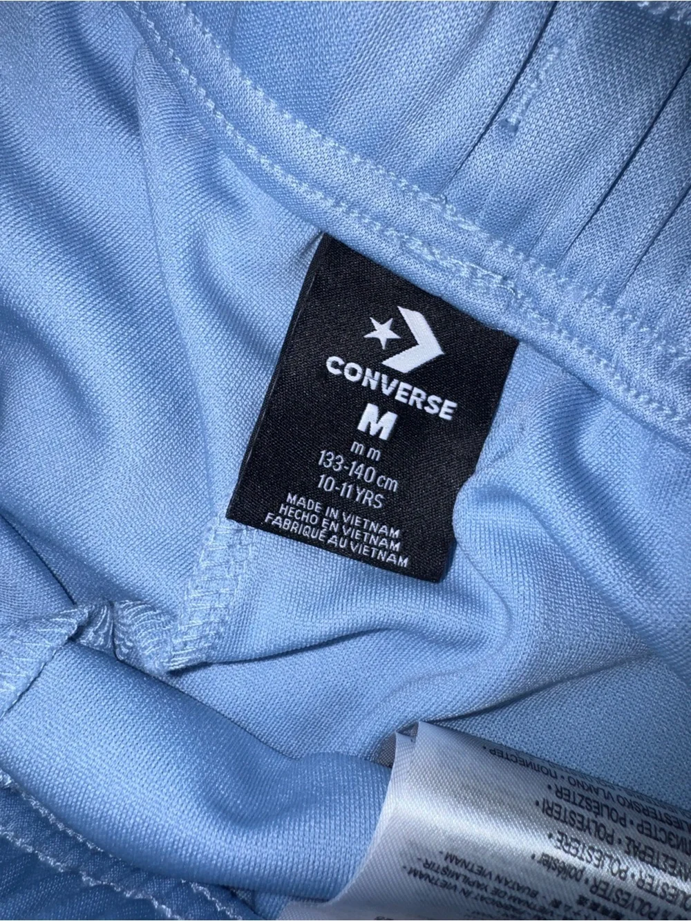 Converse Light Blue Athletic Pants with with White Stripe and Bottom Buttons M